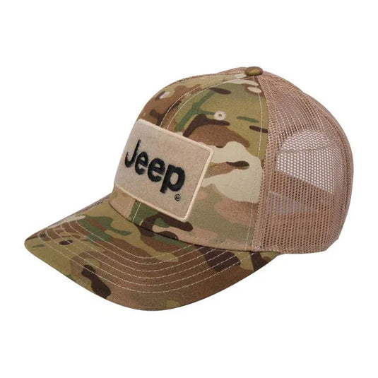 Jeep Merchandise Jeep Text Logo Camo Pattern Hook and Loop Tactical Snapback Hat