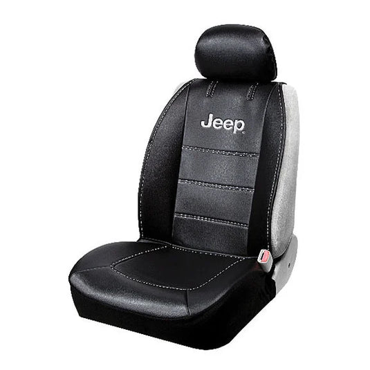 Plasticolor 008631R01 Deluxe Jeep Logo Sideless Front Seat Cover for Jeep Vehicles with Removable Headrests