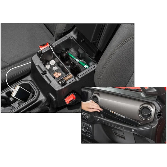 TACTIK Center Console Storage Tray & Grab Bar Tray for 18-23 Jeep Wrangler JL and Gladiator JT