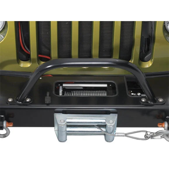 Load image into Gallery viewer, Warrior Products 597 Front Stubby Bumper with Winch Mount &amp; D-Ring Mounts in Black for 07-18 Jeep Wrangler &amp; Wrangler Unlimited JK
