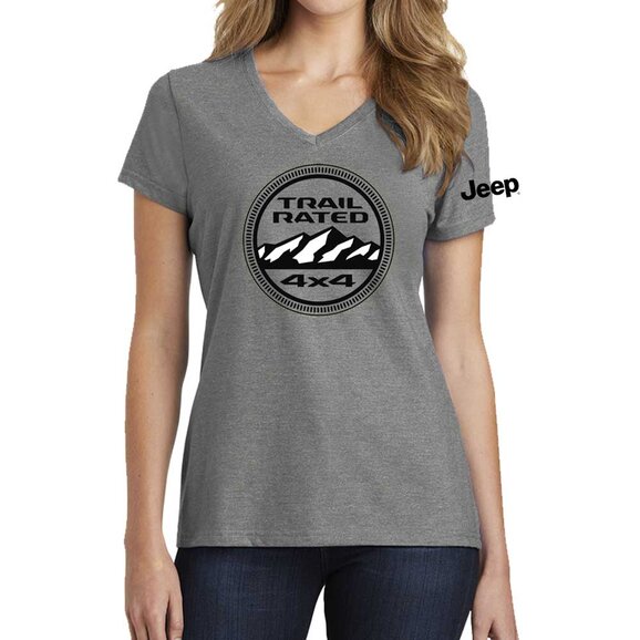 Load image into Gallery viewer, Jeep Merchandise Ladies Jeep Trail Rated V-Neck T-Shirt
