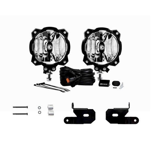 KC HiLiTES 6" Gravity Pro LED Lights with A-Pillar Mount Brackets for 18-24 Jeep Wrangler JL