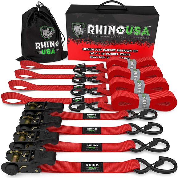 Load image into Gallery viewer, Rhino USA Medium Duty 1&quot; x 15&#39; Ratchet Tie-Down Set
