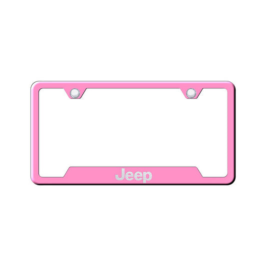 Automotive Gold Laser Etched Cut-Out Jeep Logo License Plate Frame