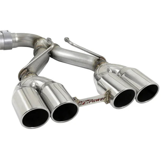 aFe Power Rebel Series 2.5" 304 Stainless Cat-Back w/ 3.5" Quad Tips for 18-24 Jeep Wrangler JL