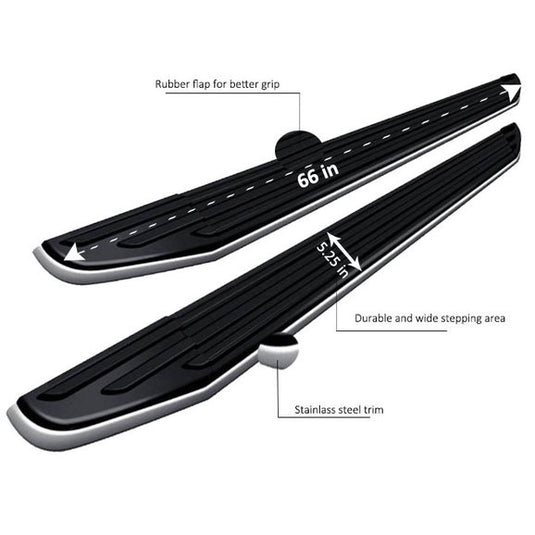 Black Horse Off Road PR-J479 Premium Running Boards in Black with Stainless Accent Trim for 20-24 Jeep Gladiator JT