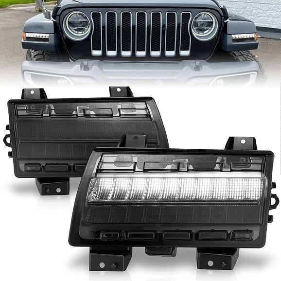 Load image into Gallery viewer, Anzo USA 511087 LED Parking Light with Sequential Turn Signal &amp; Smoked Lens for 18-21 Jeep Wrangler JL with Low Configured OEM Halogen Parking Lights
