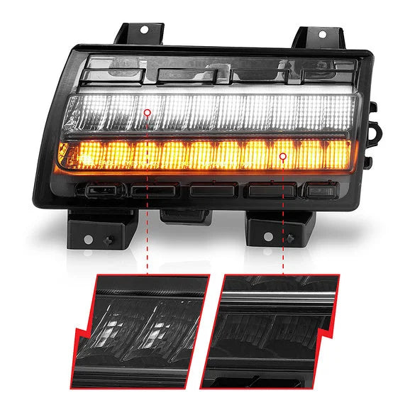 Load image into Gallery viewer, Anzo USA 511087 LED Parking Light with Sequential Turn Signal &amp; Smoked Lens for 18-21 Jeep Wrangler JL with Low Configured OEM Halogen Parking Lights
