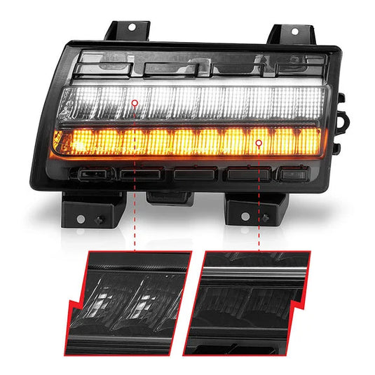 Anzo USA 511087 LED Parking Light with Sequential Turn Signal & Smoked Lens for 18-21 Jeep Wrangler JL with Low Configured OEM Halogen Parking Lights