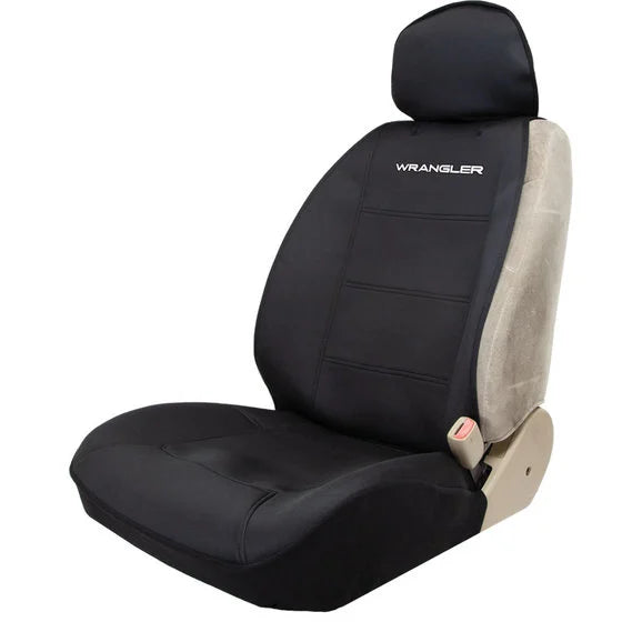 Plasticolor 008630R01 Wrangler Logo Sideless Neoprene Front Seat Cover for Jeep Vehicles with Removable Headrests