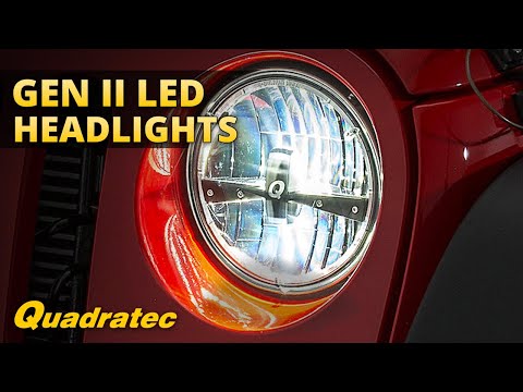 Load and play video in Gallery viewer, Quadratec Gen II LED Headlights Black &quot;Stealth&quot; Q &amp; Bolt Head LED Headlights for Jeep CJ and Wrangler TJ
