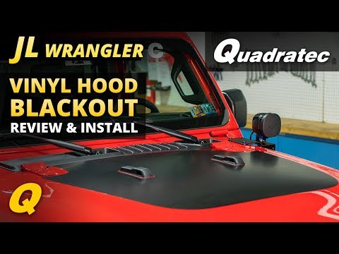 Load and play video in Gallery viewer, Quadratec Premium Vinyl Hood Blackout Decal for 18-23 Jeep Wrangler JL &amp; Gladiator JT

