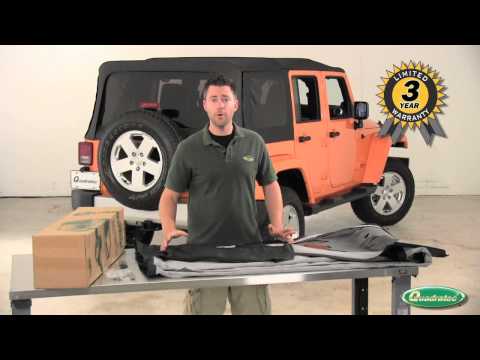 Load and play video in Gallery viewer, QuadraTop Replacement Soft Top with Tinted Windows in Black Diamond for 07-18 Jeep Wrangler Unlimited JK 4 Door
