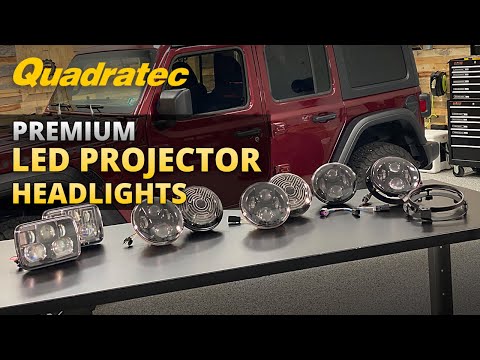 Load and play video in Gallery viewer, Quadratec Premium LED Projector Beam Headlights for 84-01 Jeep Cherokee XJ &amp; 87-95 Wrangler YJ
