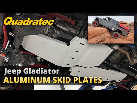 Load and play video in Gallery viewer, Quadratec Aluminum Modular Fuel Tank Skid Plate for 20-23 Jeep Gladiator JT with 3.6L engine
