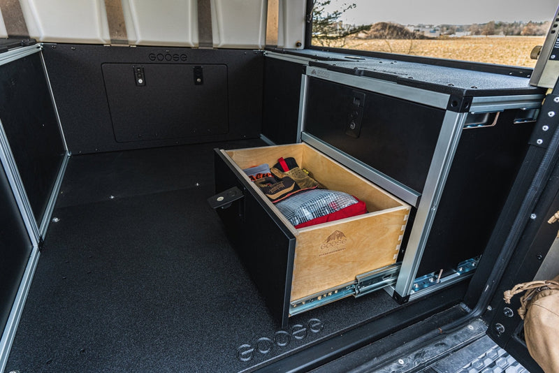 Load image into Gallery viewer, Goose Gear Alu-Cab Canopy Camper V2 - Ford Ranger 2019-Present 4th Gen. - Rear Double Drawer Module - 5&#39; Bed
