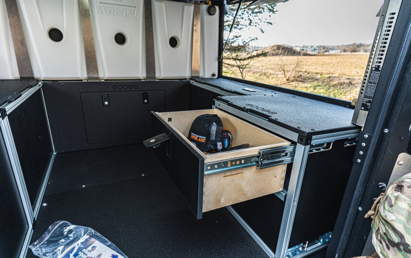 Load image into Gallery viewer, Goose Gear Alu-Cab Canopy Camper V2 - Ford Ranger 2019-Present 4th Gen. - Rear Double Drawer Module - 6&#39; Bed
