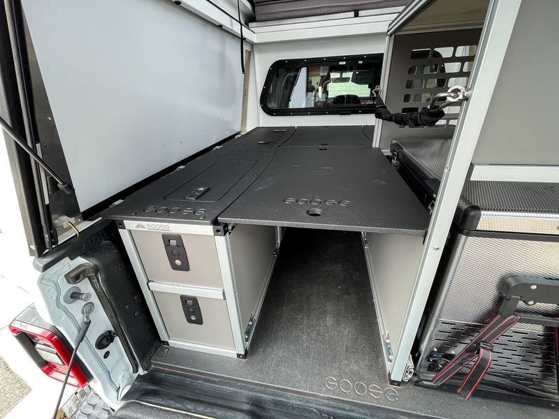 Load image into Gallery viewer, Goose Gear Goose Gear Camper System - Midsize Truck 5Ft. and 6 Ft. Bed - Driver Side Rear Double Drawer Module
